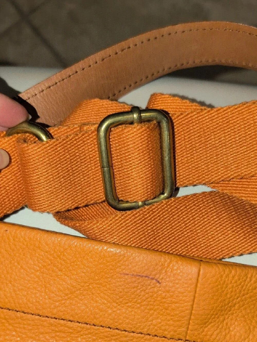 Fossil Explorer Orange Leather Foldover Convertible Crossbody Tote - Picture 4 of 16